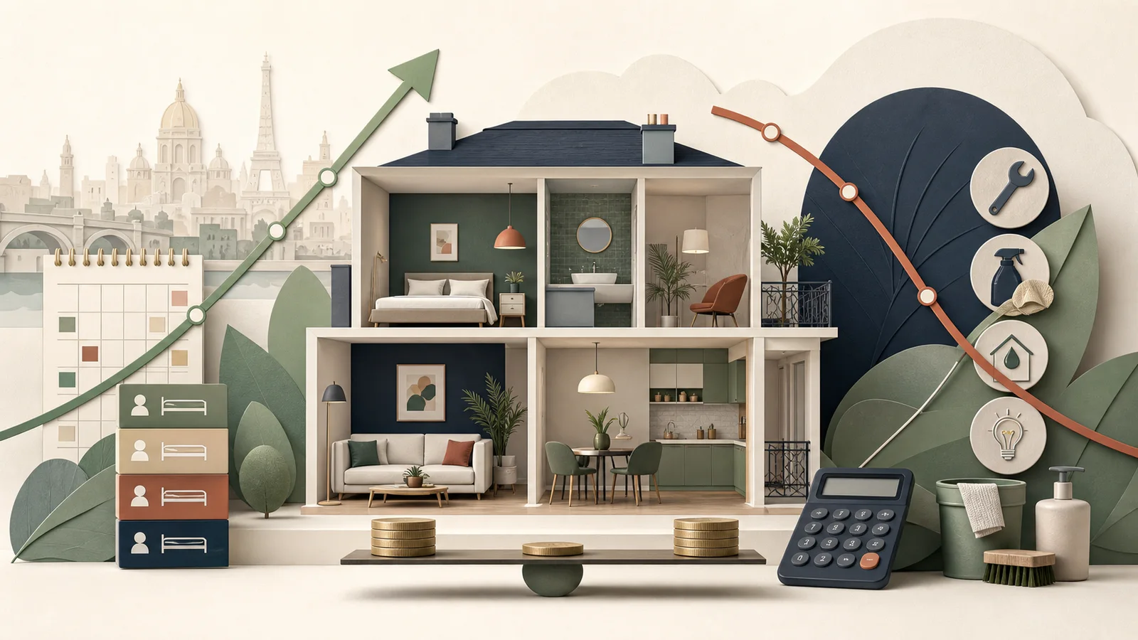 Illustration des revenus et des charges d’une location courte durée